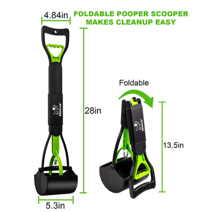 Dog Pooper Scooper – Long Handle, Foldable Jaw Poop Scoop Picker for Outdoor Pet Waste & Biodigesters