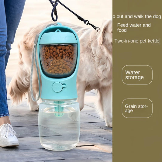 Portable Dog Water Bottle with Food Storage – 3-in-1 Travel Dispenser (350ml/550ml) for Dogs & Cats, Leak-Proof, BPA-Free, with Built-in Filtration & Waste Bag Holder – Perfect for Walking, Hiking & Outdoor Adventures