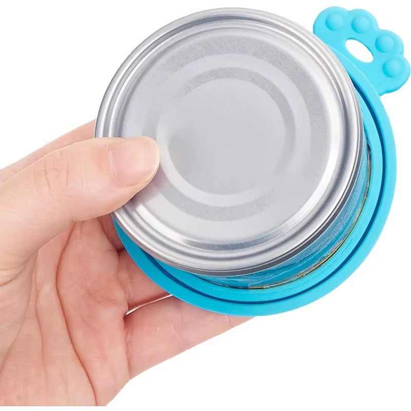 2Pcs/Set Reusable Silicone Pet Food Can Lid with Spoon – One Lid, Three Sizes! | Airtight Storage for Dogs & Cats