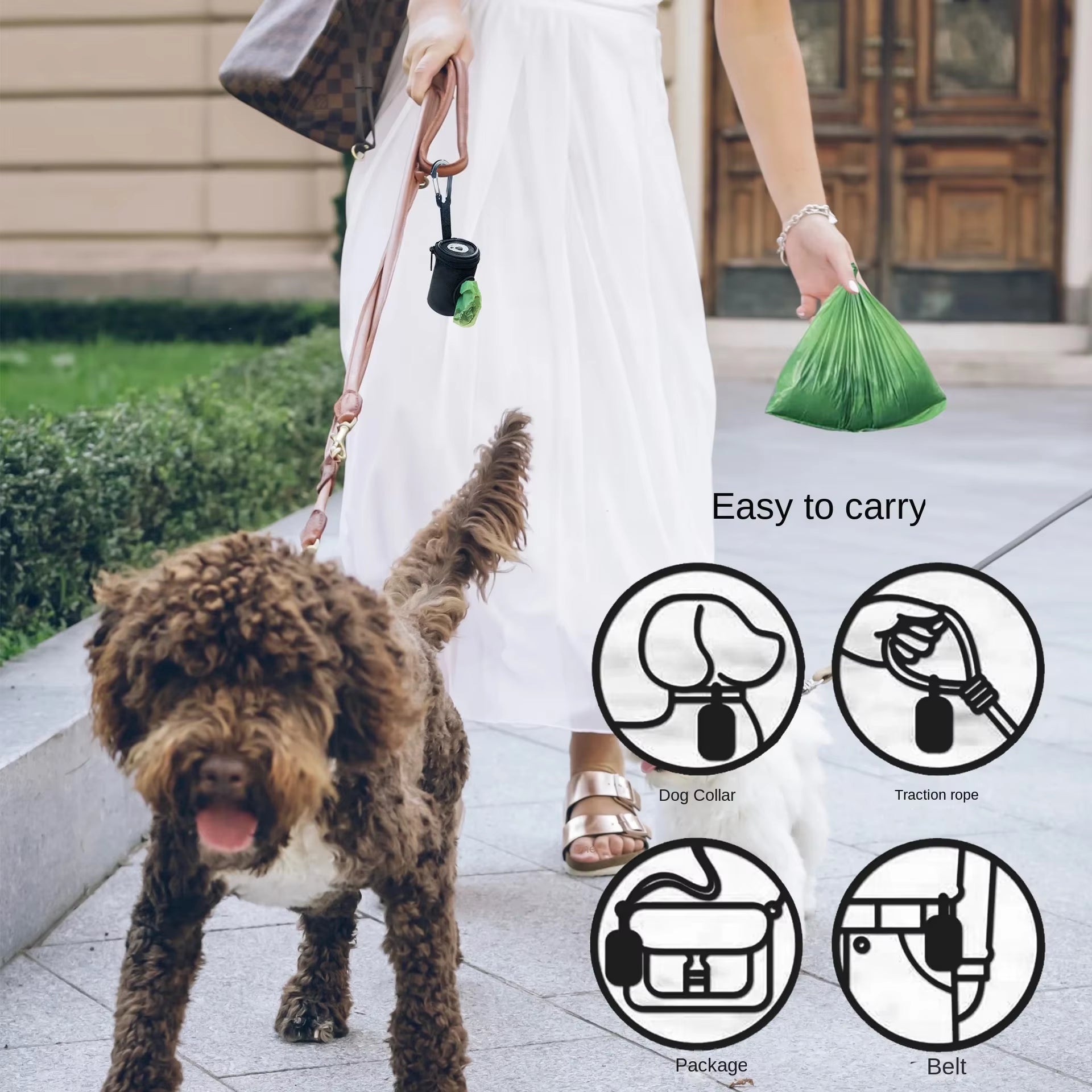 Portable Dog Poop Bag Dispenser – Adjustable Nylon Waste Bag Holder for Easy Travel and Pet Cleanup