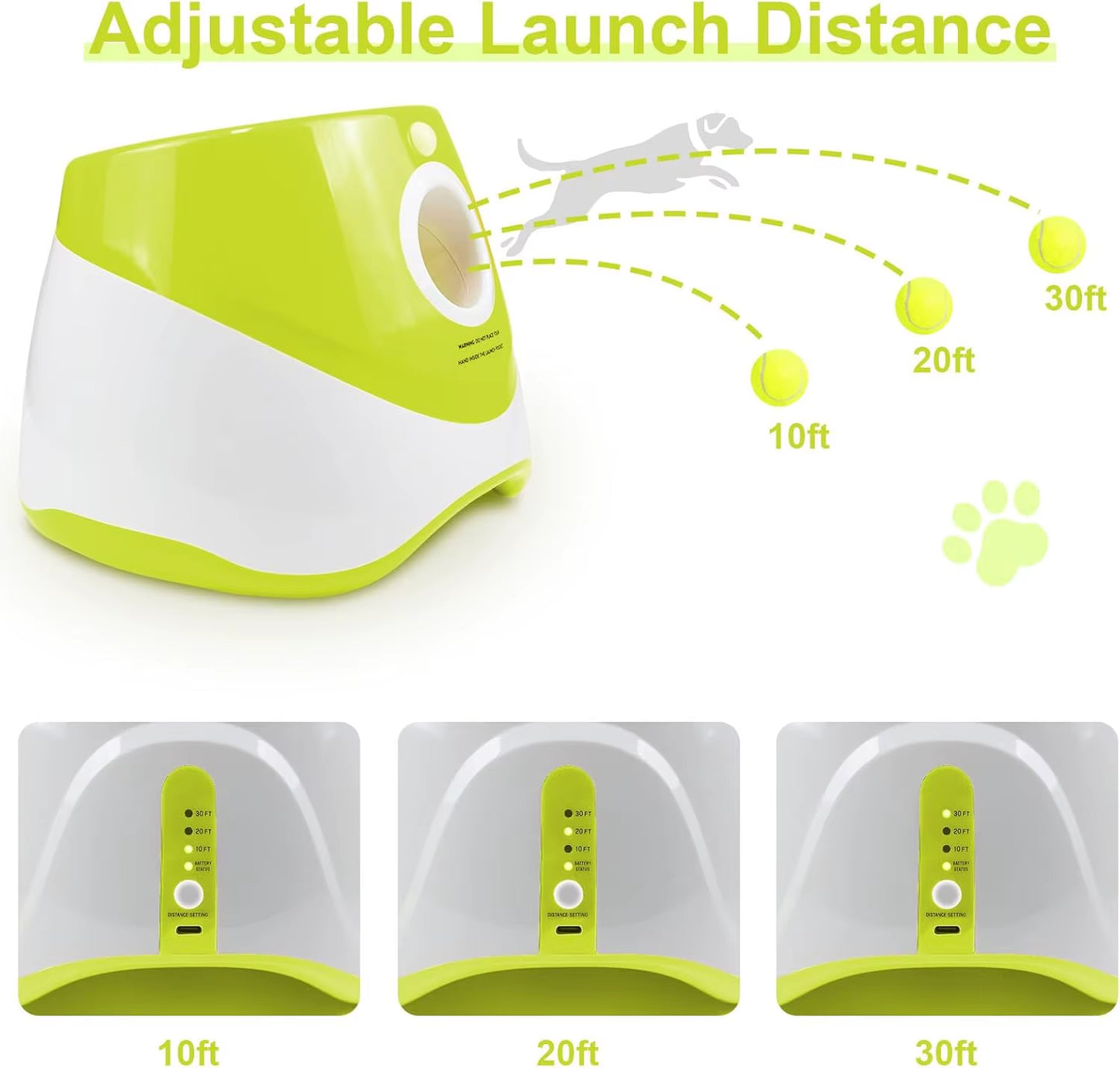 Automatic Dog Ball Launcher – Adjustable Distance, Rechargeable & Interactive Fetch Toy for Small & Medium Dogs