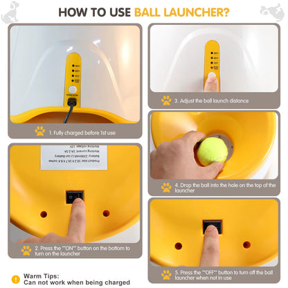 Automatic Dog Ball Launcher – Adjustable Distance, Rechargeable & Interactive Fetch Toy for Small & Medium Dogs